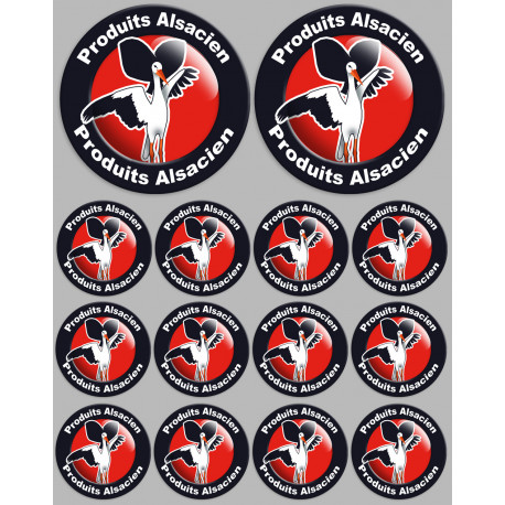 série Produits Alsacien cigogne - 2x10cm/12x5cm - Sticker/autocollant