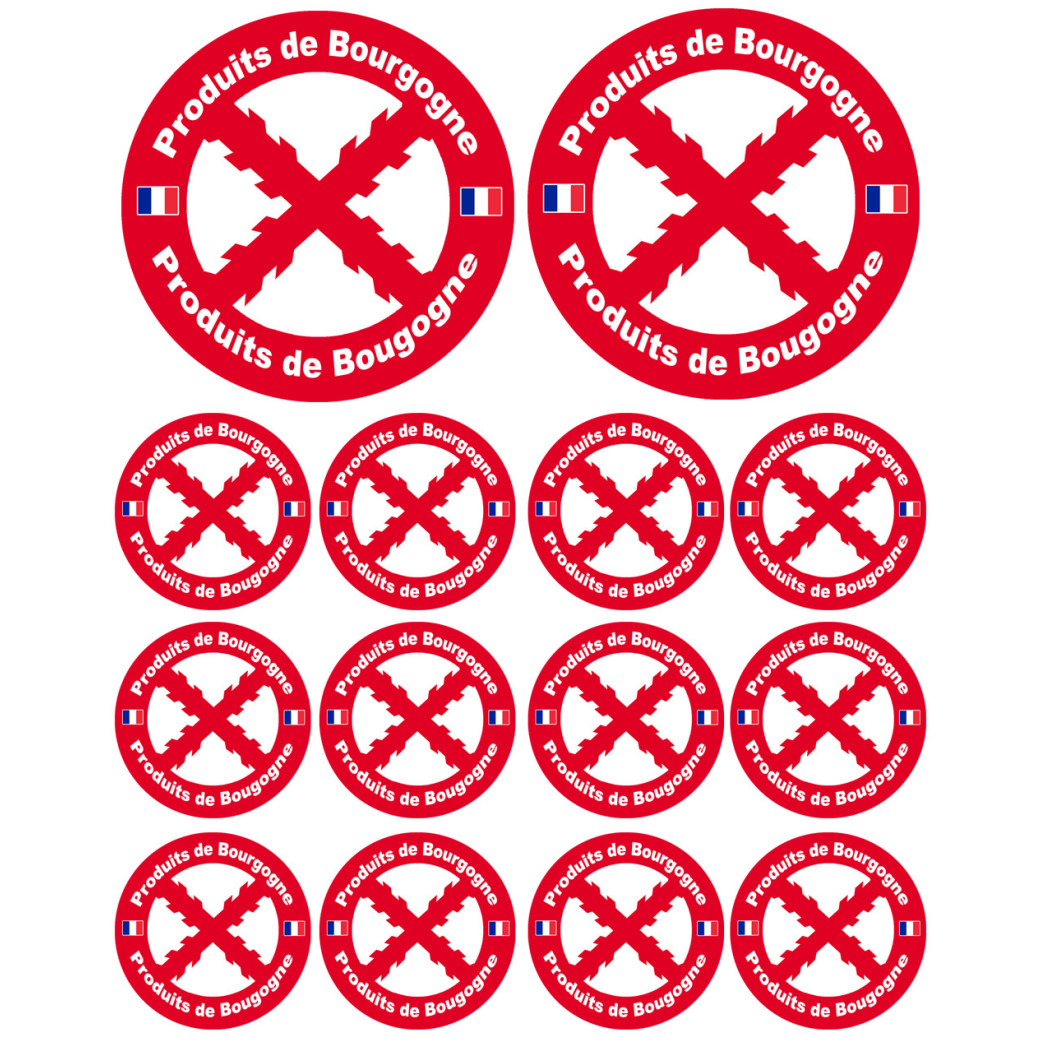 Produits Bourguignons - 2fois 10cm et 12fois 5cm - Sticker/autocollant