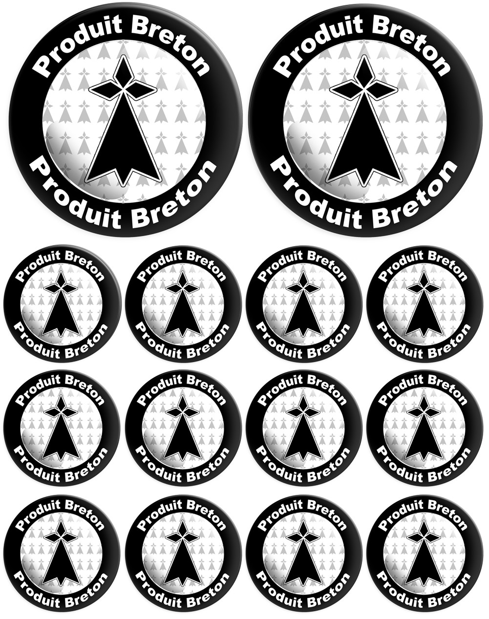 Produits bretons hermine - 2fois 10cm / 12fois 5cm - Sticker/autocollant