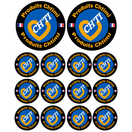 Produits Chtimi - 2 stickers de 10cm et 12 stickers de 5cm - Sticker/autocollant
