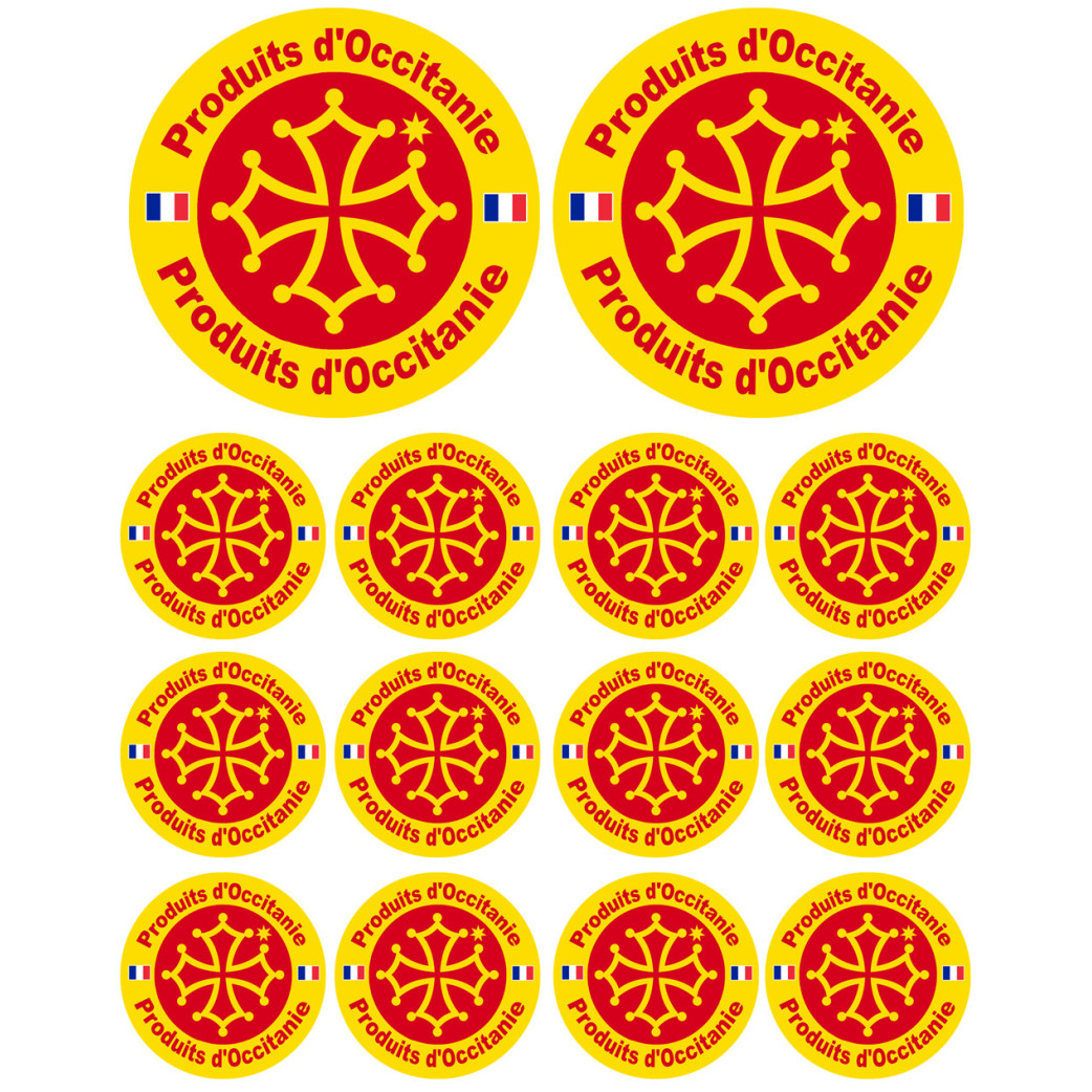 Produits d'Occitanie -  2 stickers 10cm /  12 stickers de 5cm - Sticker/autocollant