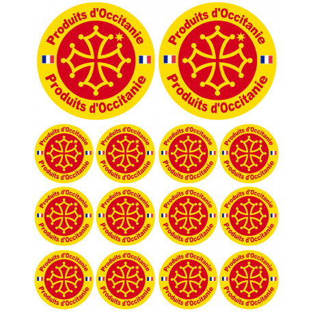 Produits d'Occitanie -  2 stickers 10cm /  12 stickers de 5cm - Sticker/autocollant