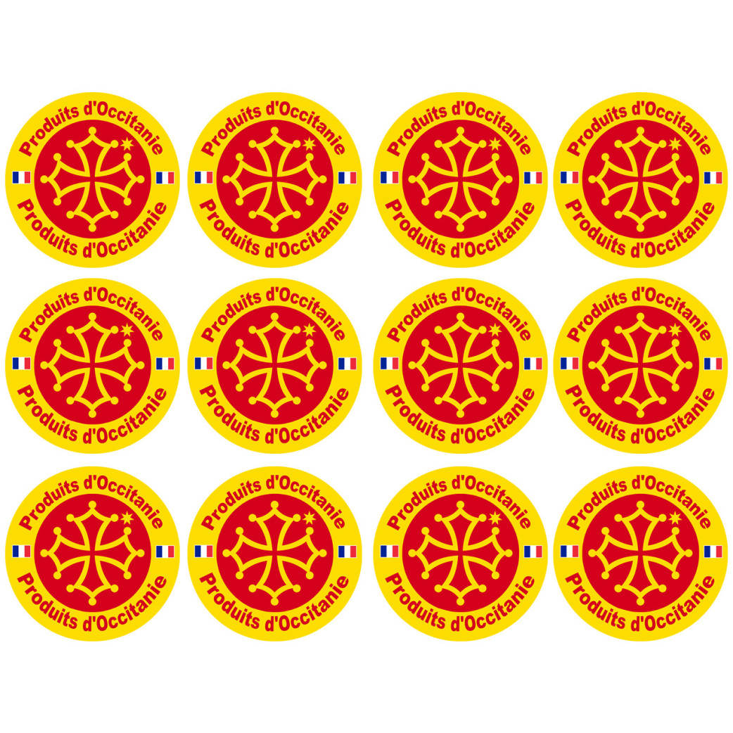 Produits d'Occitanie - 12 stickers de 5cm - Sticker/autocollant