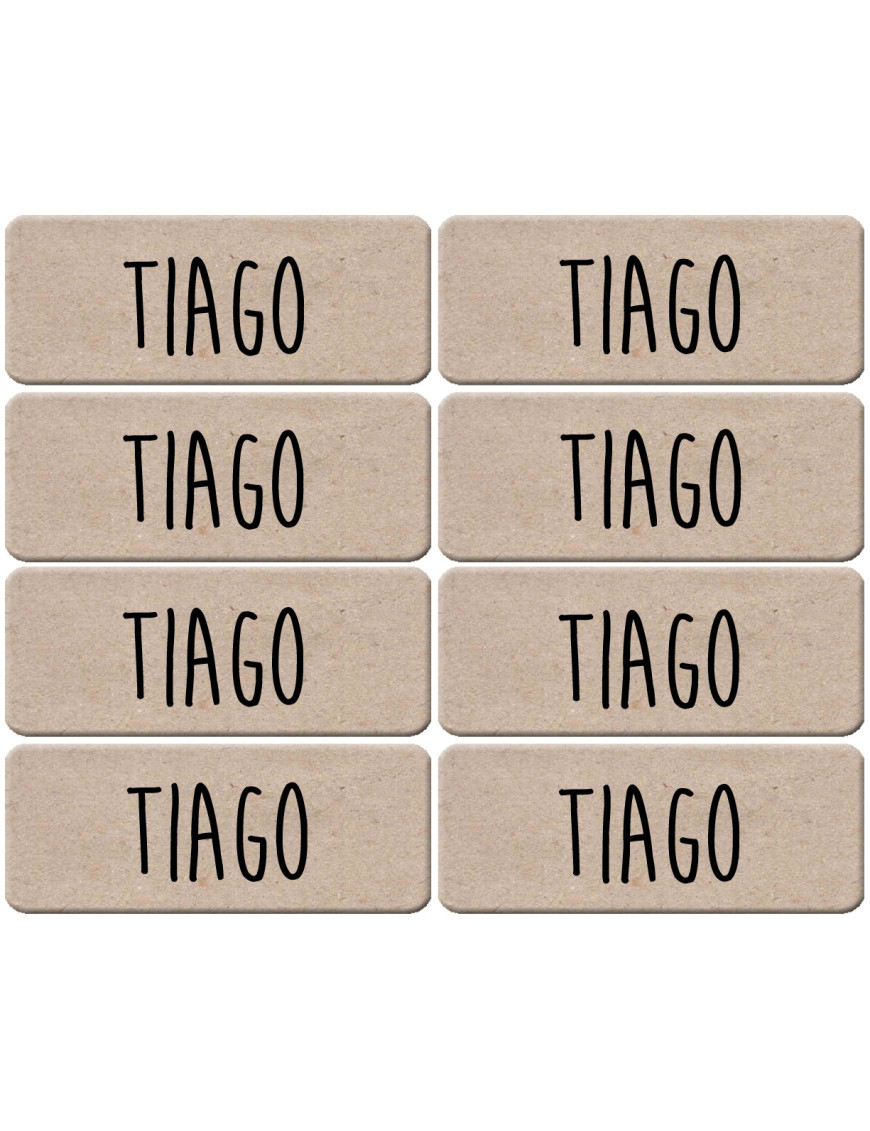 Prénom Tiago - 8 stickers de 5x2cm - Sticker/autocollant