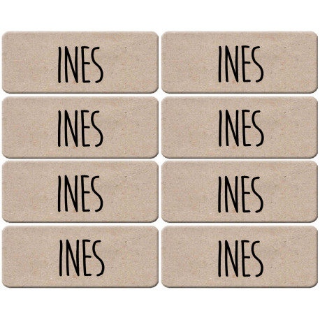 Sticker / autocollant : Prénom Inés - 8 stickers de 5x2cm