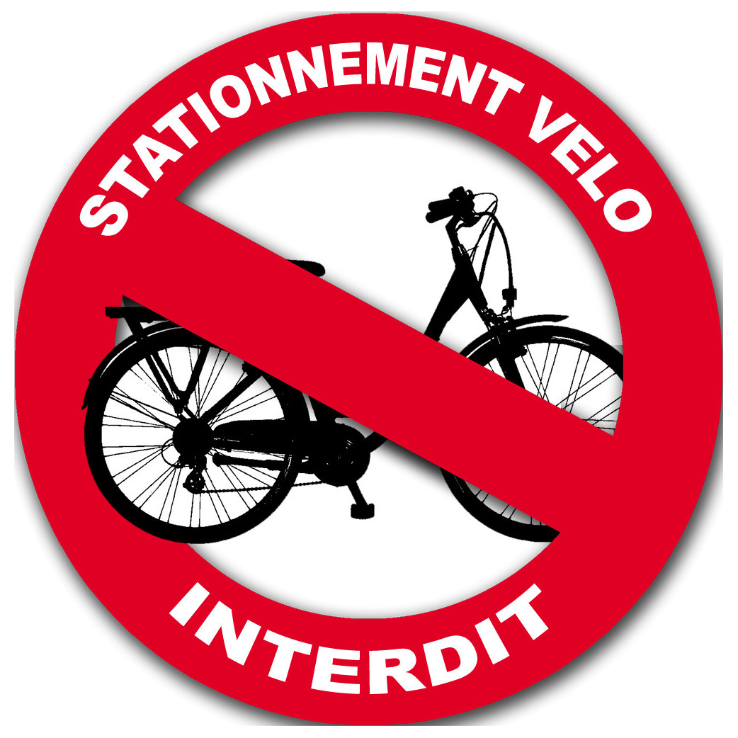 stationnement vélo interdit - 20cm - Sticker/autocollant