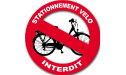 Sticker / autocollant : stationnement vélo interdit - 20cm