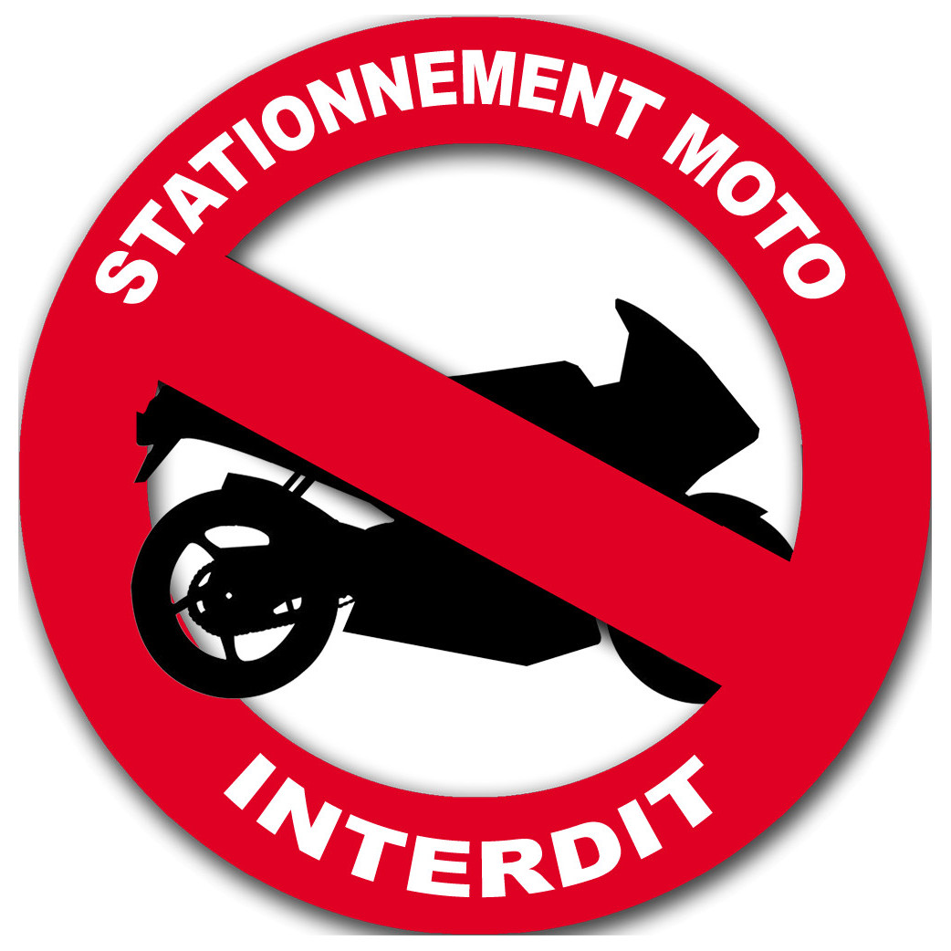 stationnement moto interdit - 20cm - Sticker/autocollant