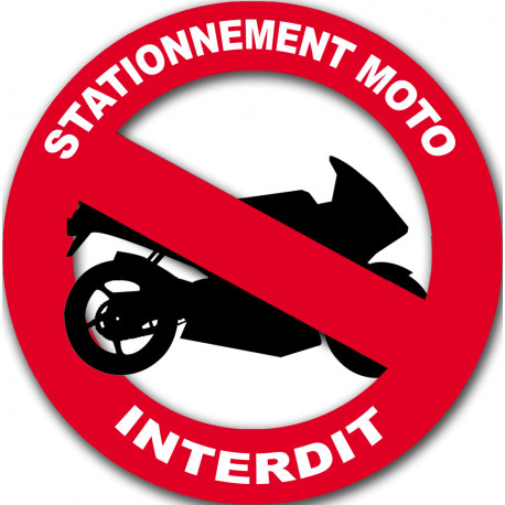 stationnement moto interdit - 20cm - Sticker/autocollant