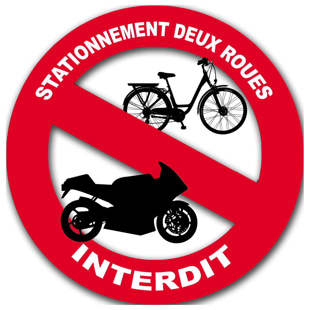 stationnement 2 roues interdit - 10cm - Sticker/autocollant
