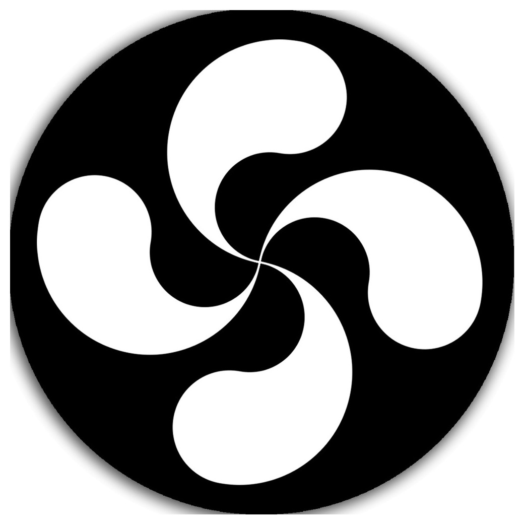 Croix Basque Blanche fond noir - 10cm - Sticker/autocollant