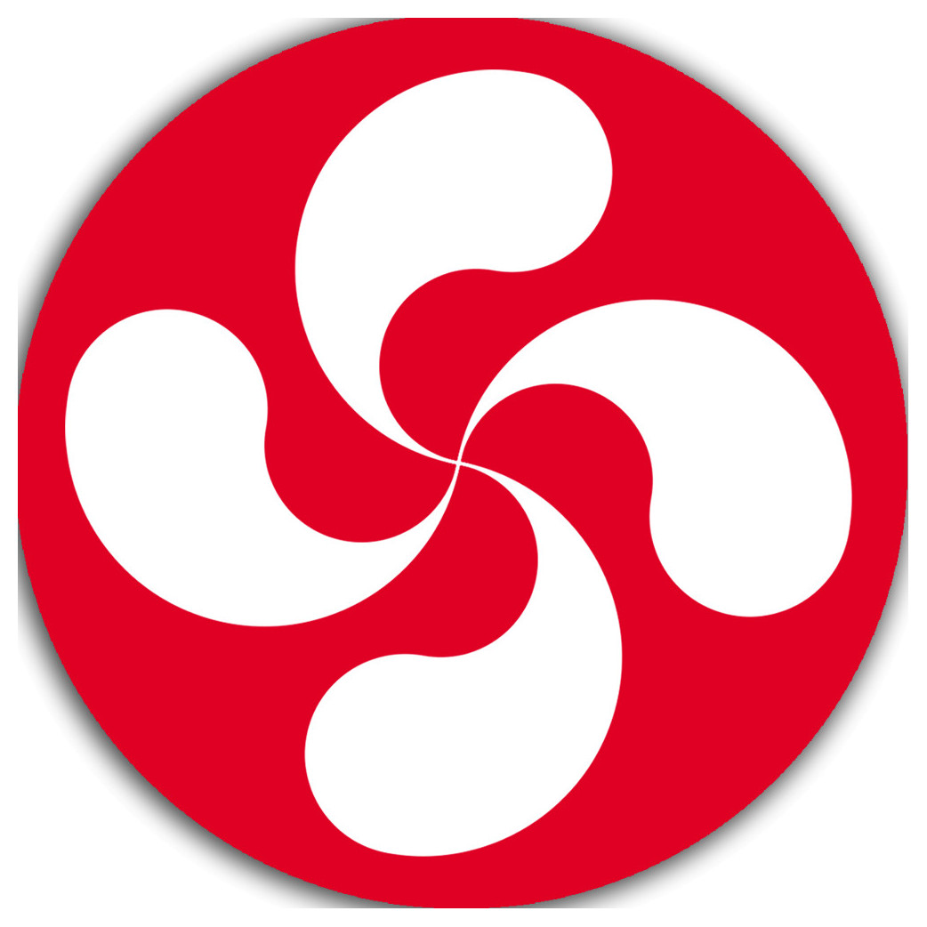 Croix Basque Blanche fond rouge - 10cm - Sticker/autocollant