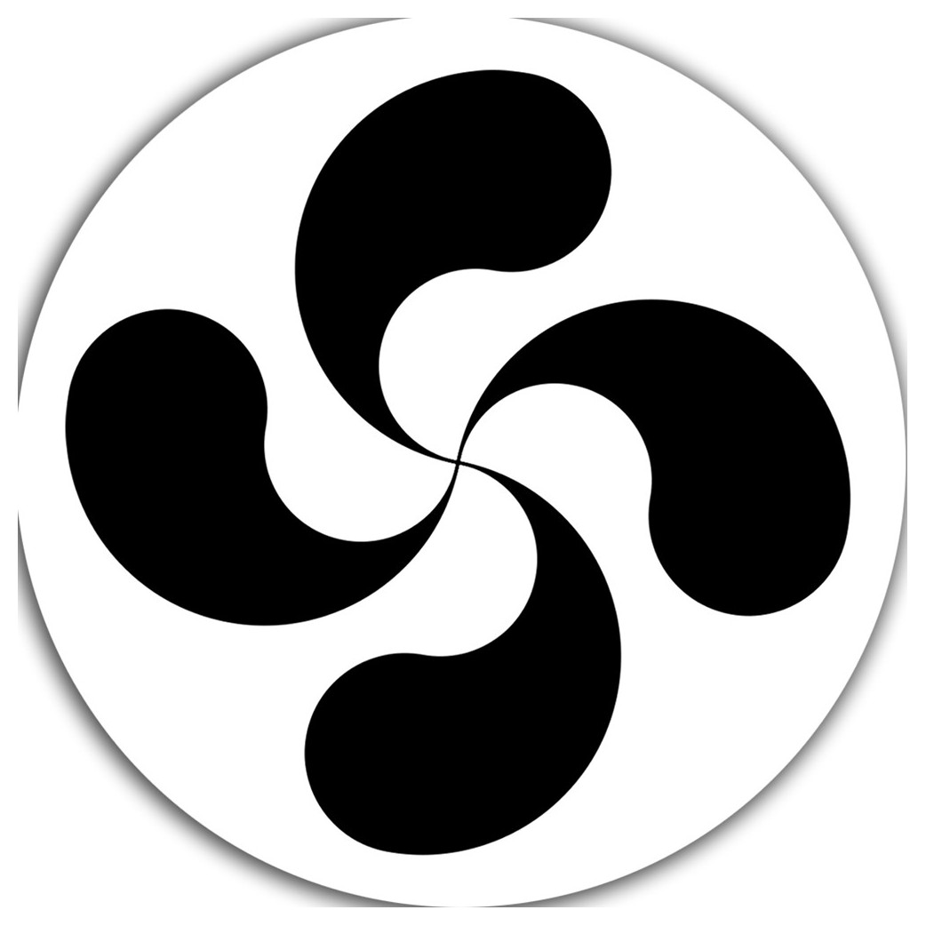 Croix Basque Noir fond blanc - 15cm - Sticker/autocollant