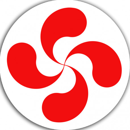 Croix Basque rouge fond blanc - 5cm - Sticker/autocollant