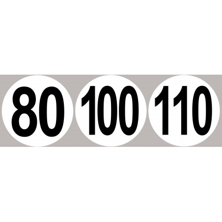 Lot Disques de vitesse 80-100-110 - 10cm - Sticker/autocollant Lot Disques de vitesse 80-100-110 - 10cm - Sticker/autocollant