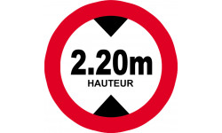 hauteur de passage maximum 2.20m - 20cm - Sticker/autocollant