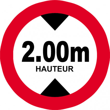 hauteur de passage maximum 2.00m - 20cm - Sticker/autocollant