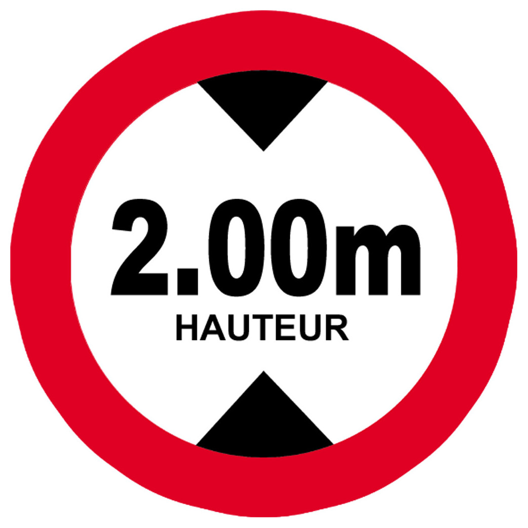 hauteur de passage maximum 2.00m - 15cm - Sticker/autocollant