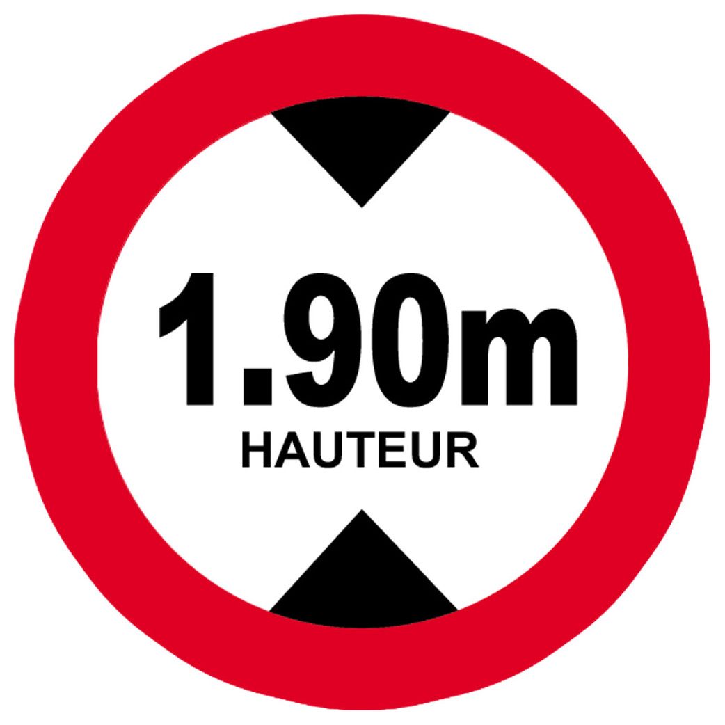 hauteur de passage maximum 1.90m - 15cm - Sticker/autocollant
