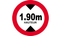 hauteur de passage maximum 1.90m - 15cm - Sticker/autocollant