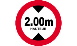hauteur de passage maximum 2.00m - 10cm - Sticker/autocollant