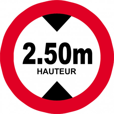 hauteur de passage maximum 2.50m - 10cm - Sticker/autocollant hauteur de passage maximum 2.50m - 10cm - Sticker/autocollant