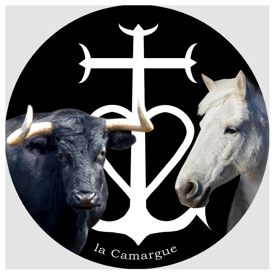 Cheval et Taureau Camarguais - 5cm - Sticker/autocollant