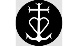 Croix Camarguaise blanc et noir - 5cm - Sticker/autocollant