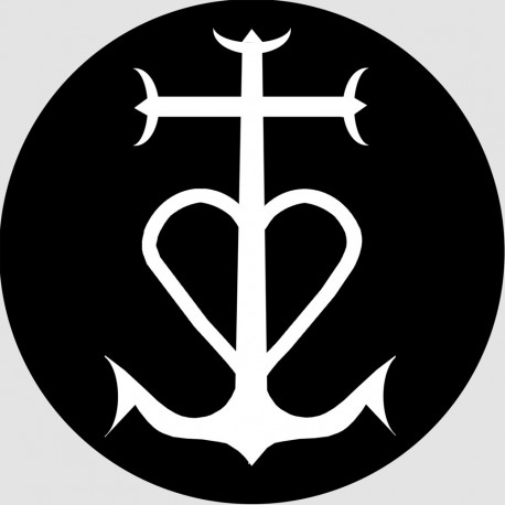 Croix Camarguaise blanc et noir - 15cm - Sticker/autocollant