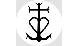 Croix Camarguaise noir et blanc - 5cm - Sticker/autocollant