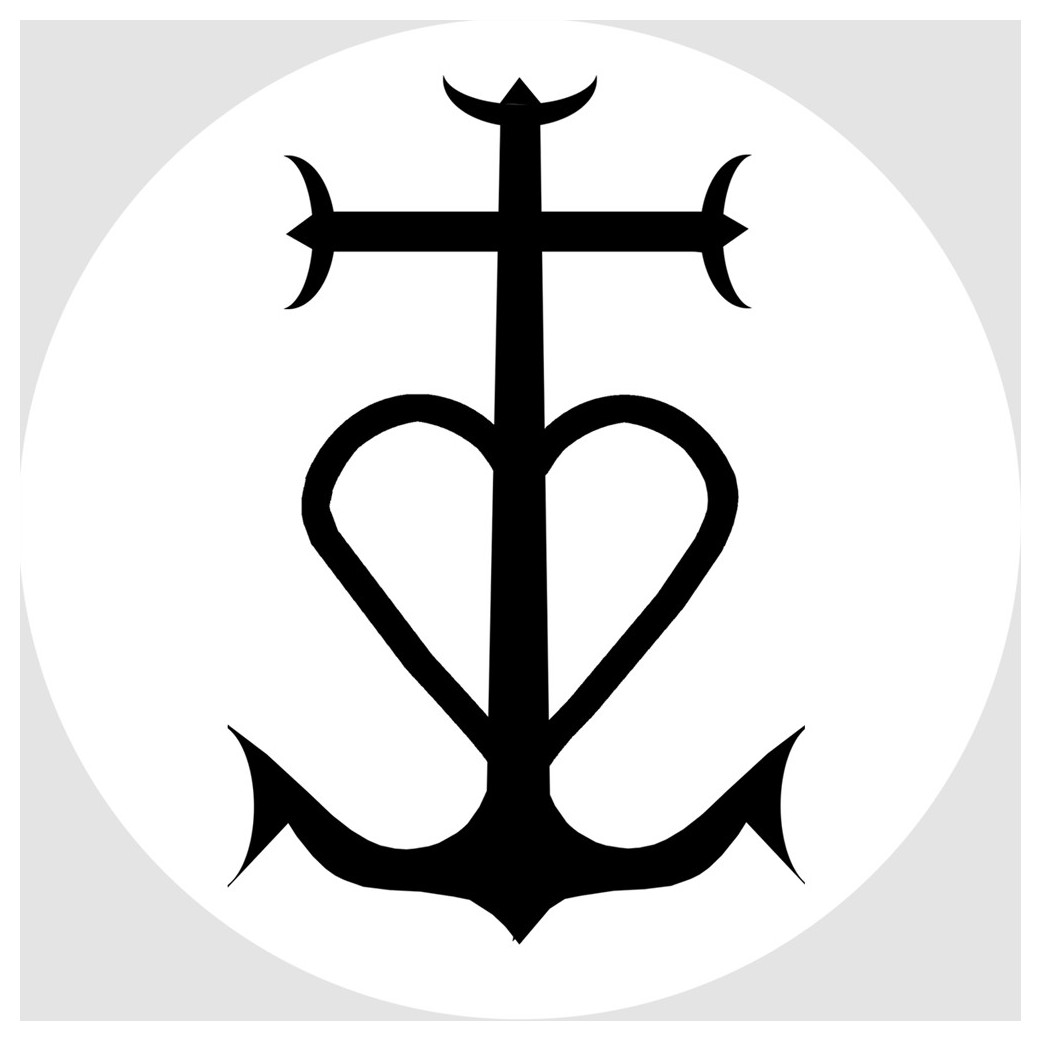 Croix Camarguaise noir et blanc - 10cm - Sticker/autocollant