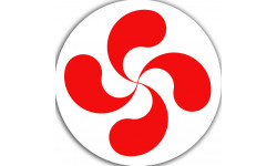 Croix Basque rouge fond blanc - 15cm - Sticker/autocollant