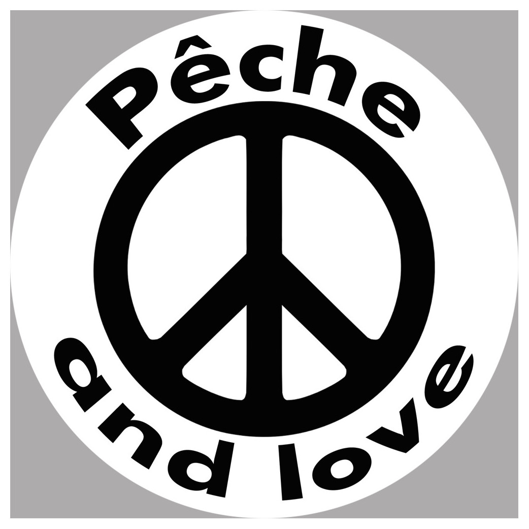 Pêche and love - 10cm - Sticker/autocollant
