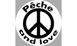 Pêche and love - 5cm - Sticker/autocollant