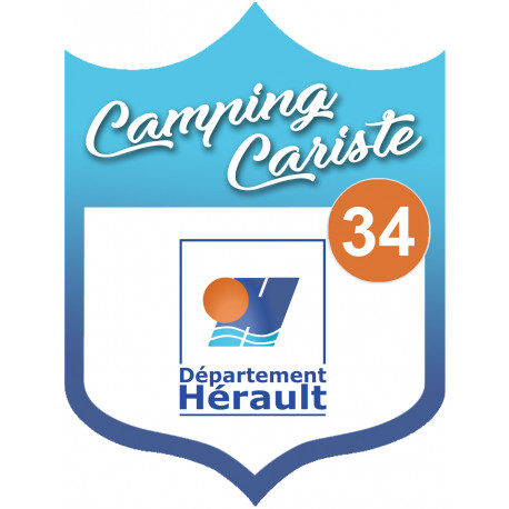 blason camping cariste Hérault 34 - 10x7.5cm - Sticker/autocollant