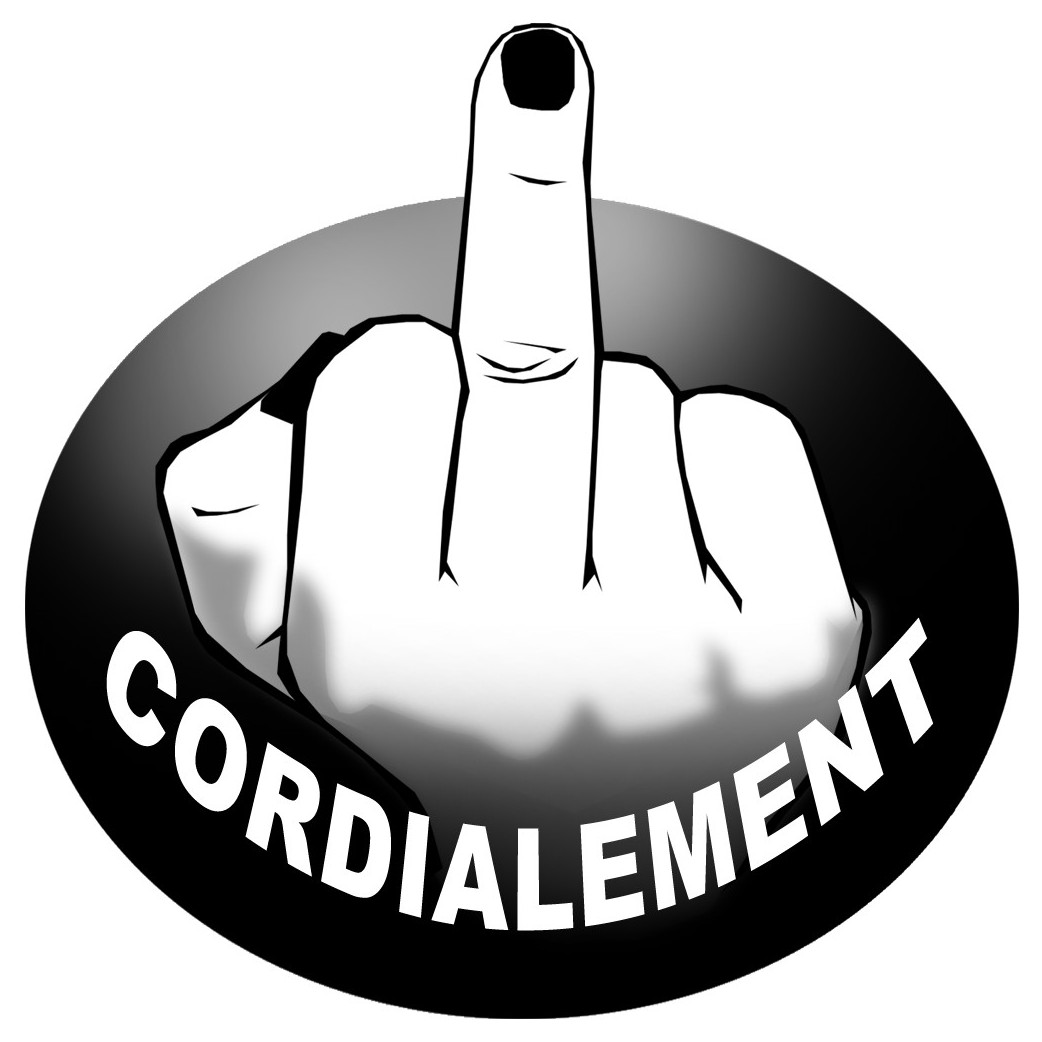 doigt d'honneur cordialement (10x10cm)  - Sticker/autocollant