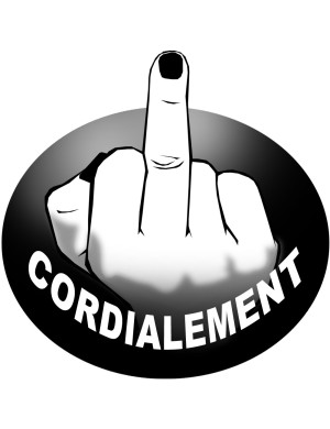 doigt d'honneur cordialement (10x10cm)  - Sticker/autocollant