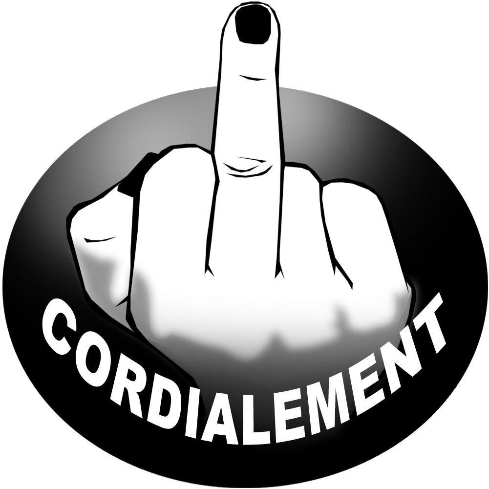 doigt d'honneur cordialement (10cm)  - Sticker/autocollant