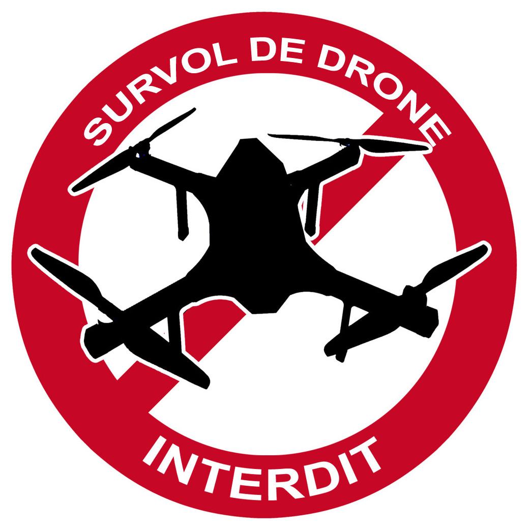 Survol de drône interdit - 15cm - Sticker/autocollant