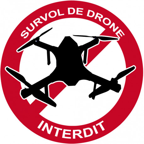Survol de drone interdit - 20cm - Sticker/autocollant