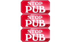 sticker / autocollant :  STOP PUB - 3 stickers de 7,5x3,5cm - Sticker/autocollant
