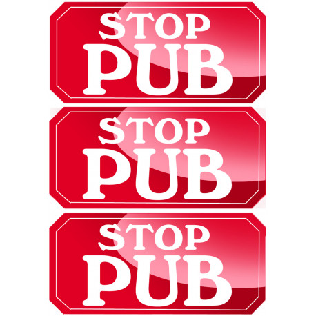 sticker / autocollant :  STOP PUB - 3 stickers de 7,5x3,5cm - Sticker/autocollant
