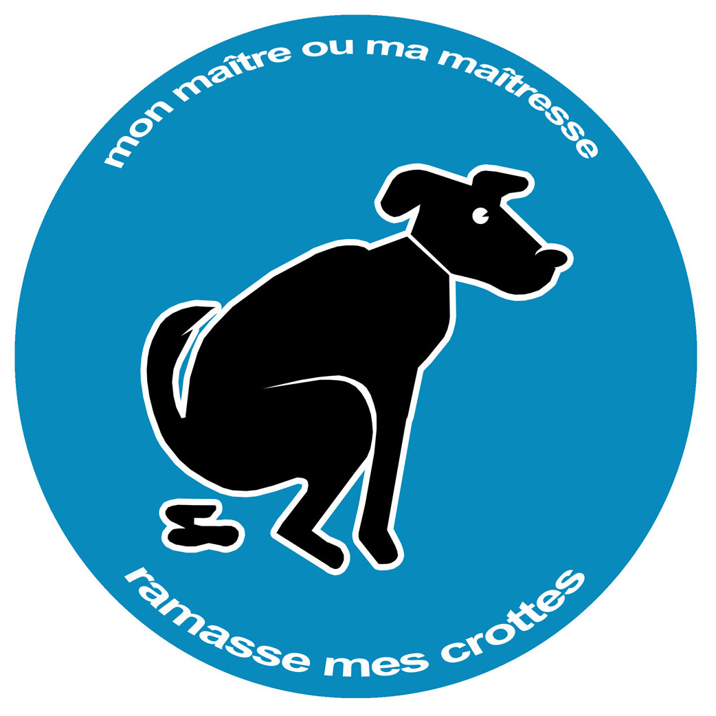 Stop aux crottes de chiens bleu - 5cm - Sticker/autocollant