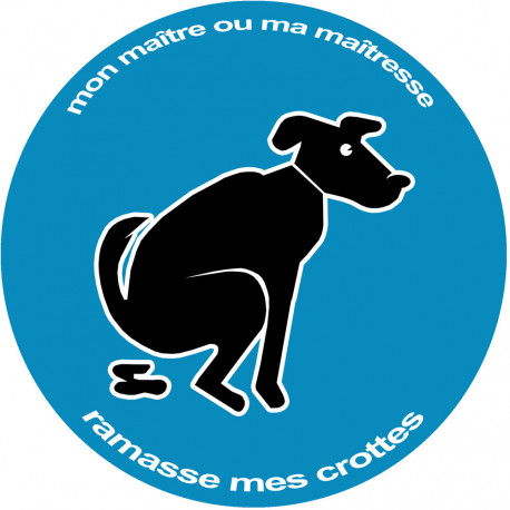Stop aux crottes de chiens bleu - 5cm - Sticker/autocollant