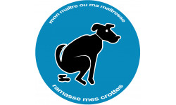 Stop aux crottes de chiens bleu - 20cm - Sticker/autocollant