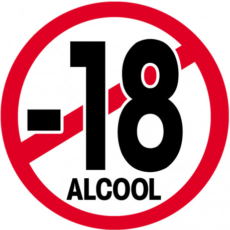 interdit moins 18 ans alcool (5cm) - Sticker / autocollant