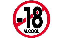 interdit moins 18 ans alcool (15cm) - Sticker / autocollant
