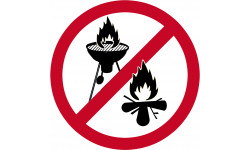 feu et barbecue Interdit - 5cm - Sticker/autocollant