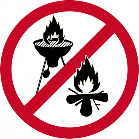 feu et barbecue Interdit - 10cm - Sticker/autocollant