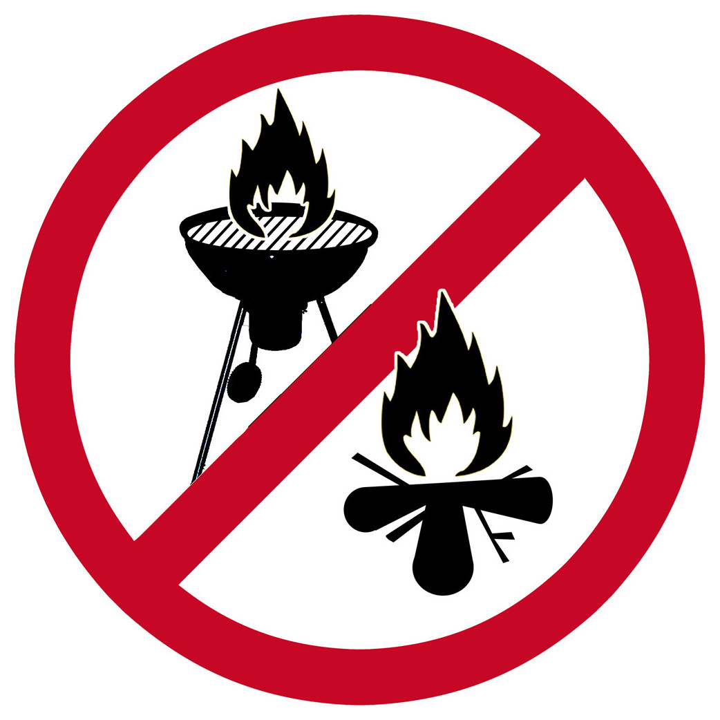 feu et barbecue Interdit - 20cm - Sticker/autocollant